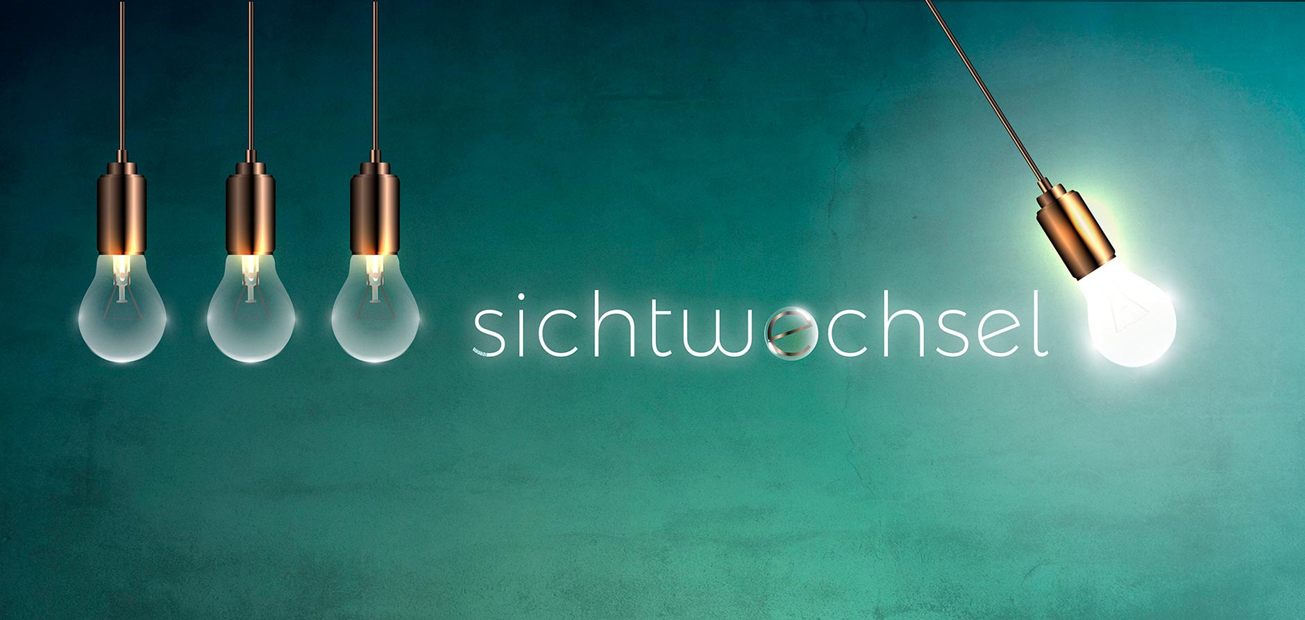 Sichtwechsel Banner Bild mit Glühbirnen und Schriftzug